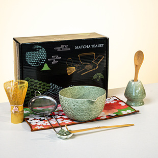 Cross-Border Japanese Matcha Tea Set Cherry Blossom Bamboo Tea Whisk Matcha Tools Japanese Accessories Tea Bowl