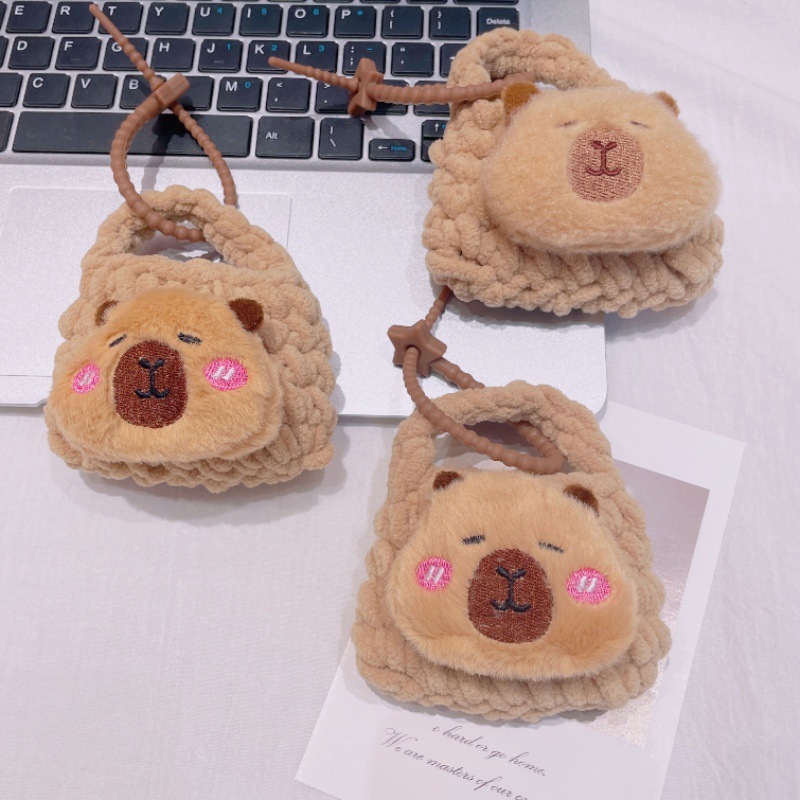 漫画ぬいぐるみ手編み小銭入れ収納袋カピバラキーホルダー子供のかわいいランドセルペンダント|undefined