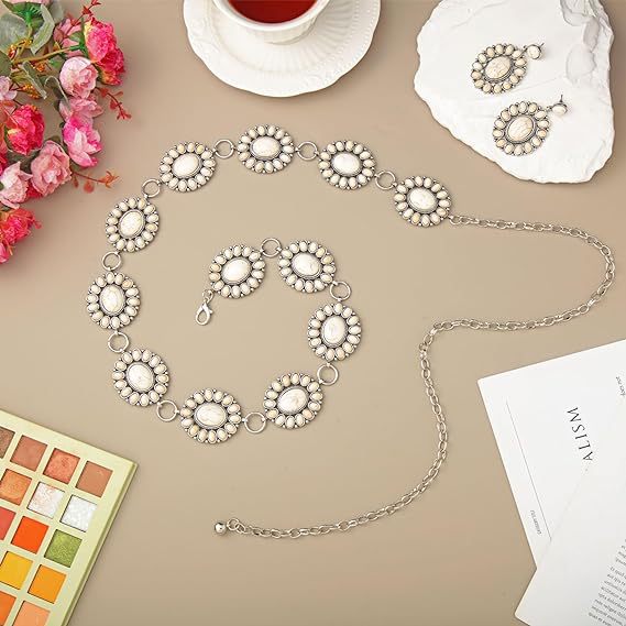Transfronterizo Amazon Venta caliente de la vendimia tallada turquesa cadena de la cintura joyería femenina temperamento bohemio cinturón de la cadena del cuerpo