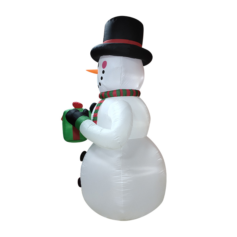 节日雪人庭院装饰气模摆件 充气圣诞雪人模型 手拿礼品盒雪人气模
