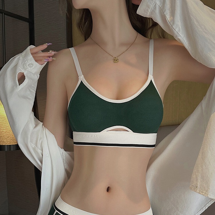 Girls' Sports Underwear Outer Wear Vest Summer Thin No Steel Ring Small Chest Gathering Bra Panties One-suit Girls' Sports Underwear Outer Wear Vest Summer Thin No Steel Ring Small Chest Gathering Bra Panties One-suit
