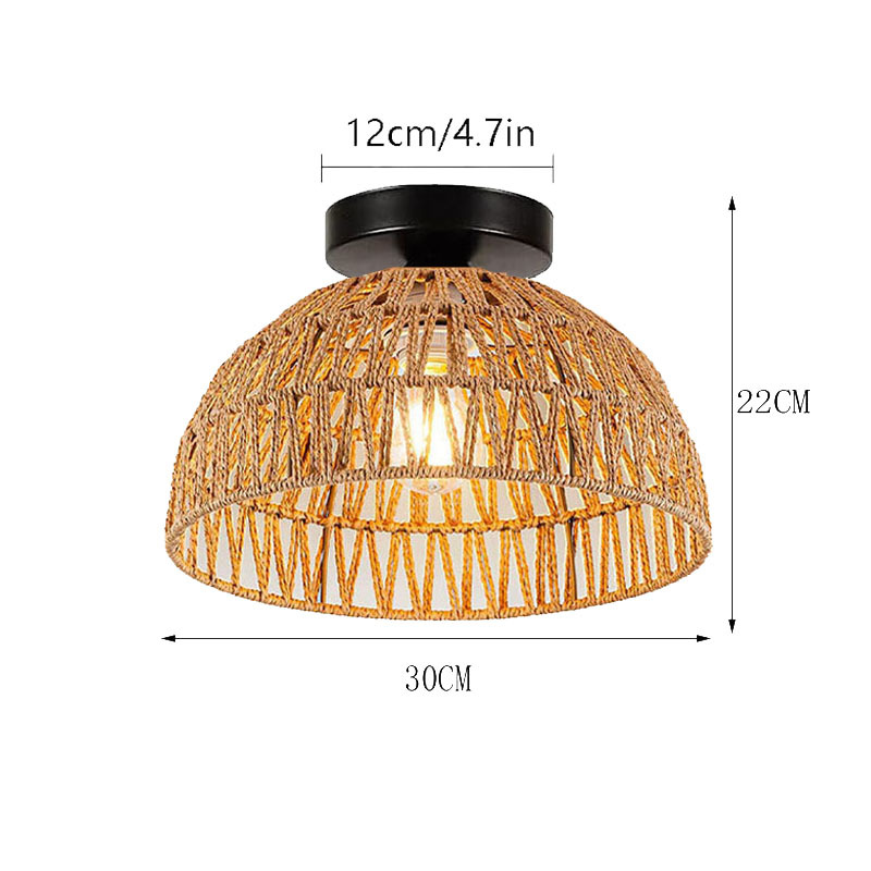 Lámpara de techo tejida a mano con cuerda de cáñamo de imitación estadounidense