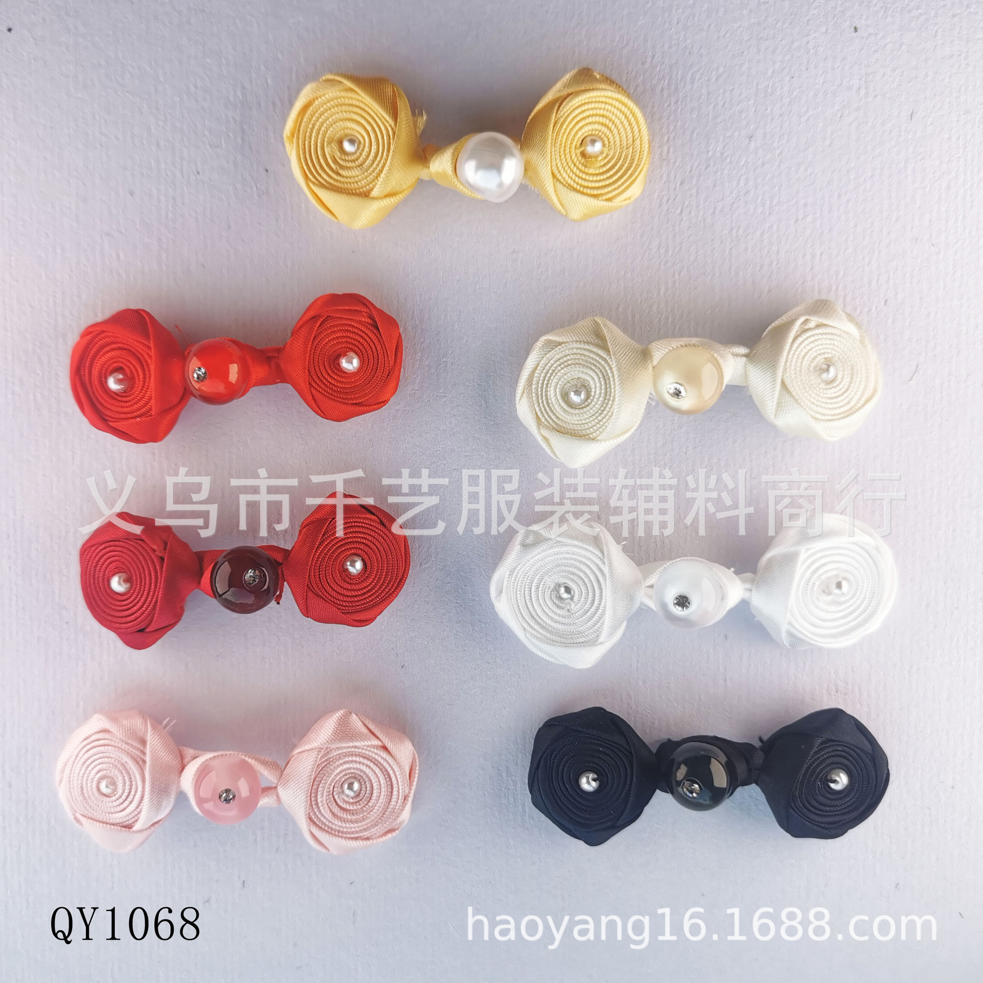 带钻珠子玫瑰花国潮风盘扣汉服舞台表演旗袍纽扣