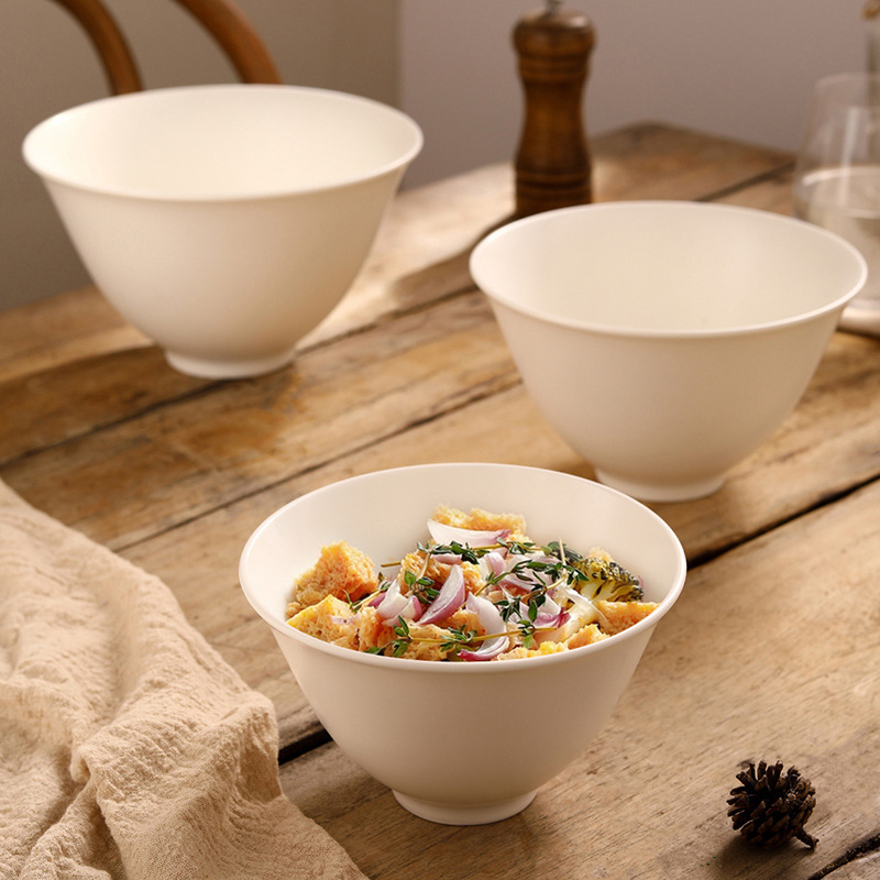 Japanese-style personalized soup bowl noodle bowl household tableware ceramic horn pure white creative salad bowl one-person instant noodle bowl