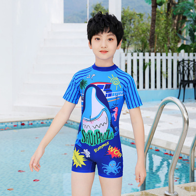 娜贝美儿童连体泳衣冲浪服男童泳装宝宝婴幼儿潜水衣游泳防晒泳衣