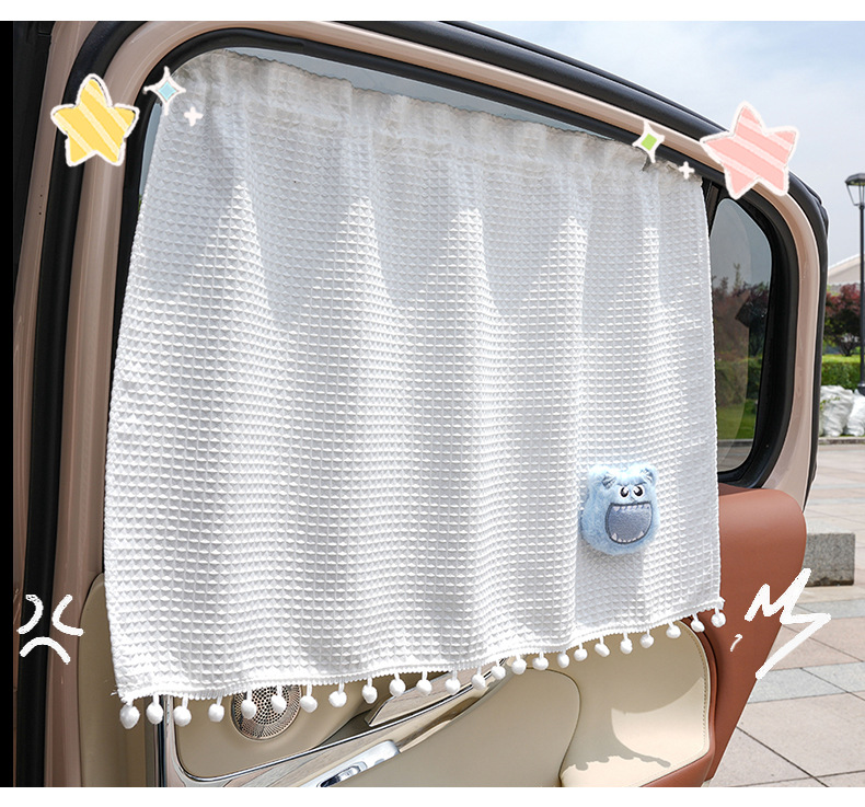 diy little monster waffle car sunshade creative plush doll car curtain car heat insulation sunscreen curtain