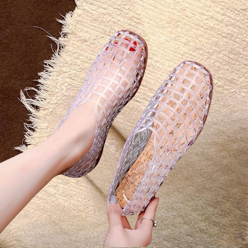 Cross-Border Transparent Sandals for Women, Hollow Breathable Clogs, DIY Summer Outer Wear, Toe-Toe, Heel-Covering Casual Bird's Nest Shoes