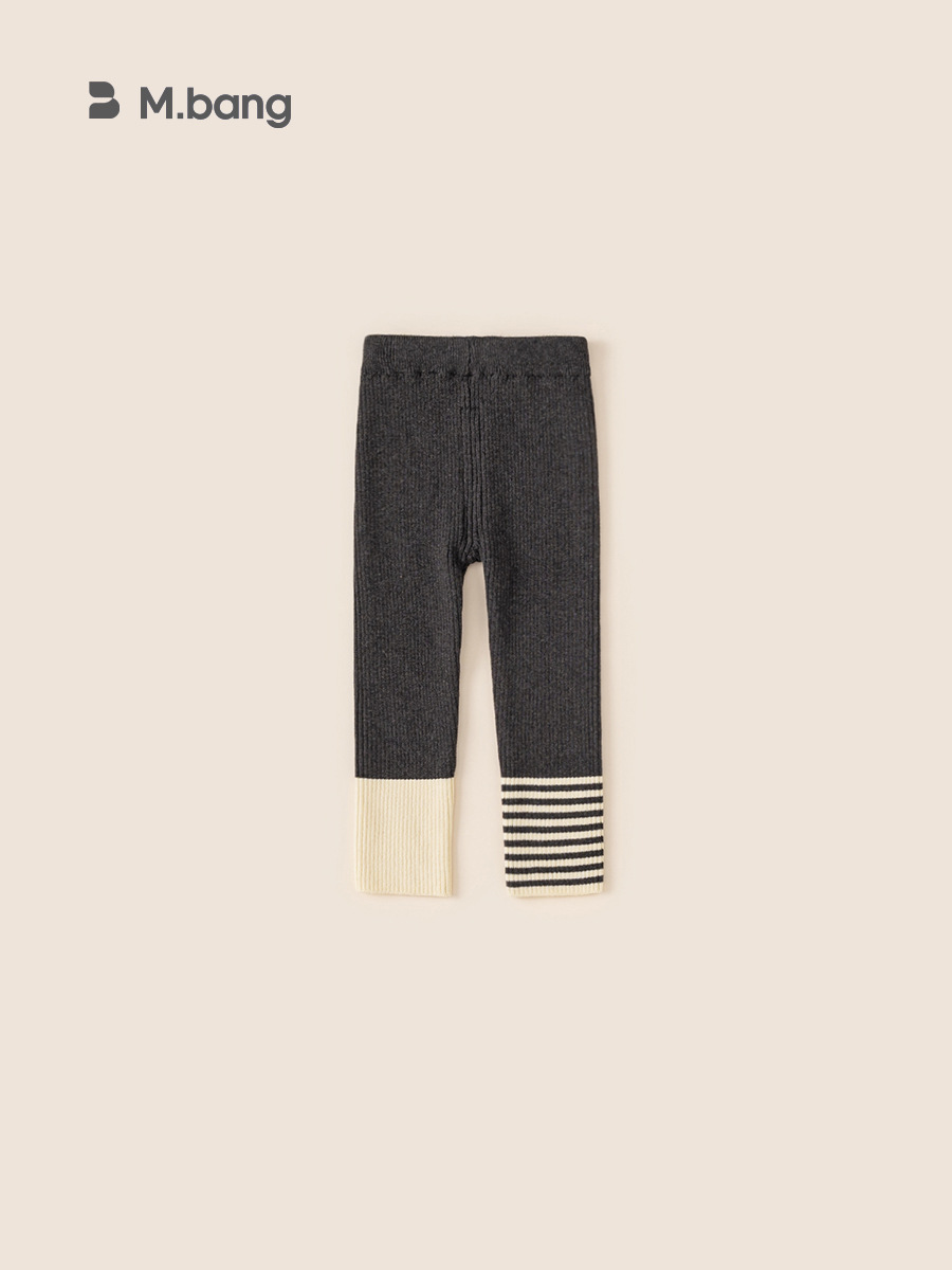 Youbao ropa para niños otoño e invierno niñas elásticas todo fósforo pantalones largos estilo invierno personalidad de los niños costura leggings de punto a rayas