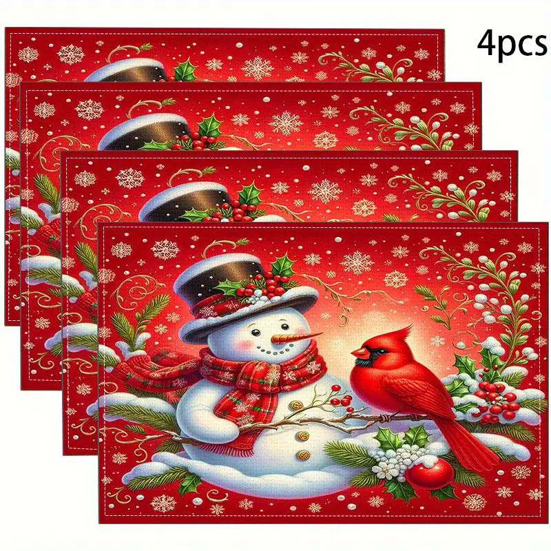 temu クロスボーダー クリスマス 新しいリネン プレースマット ホリデー パーティー パーティー デコレーション カップ 防汚断熱テーブルマット|undefined