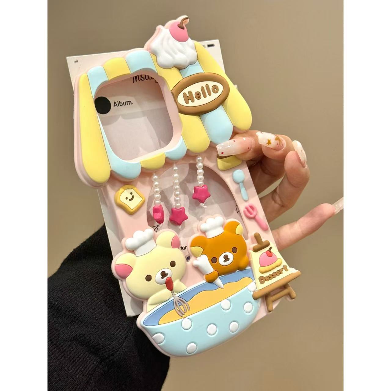 Cartoon Dessert House Lightweight Bear for ihone16promax Apple 15Pro Phone Case 14 Silicone Case 13 Soft