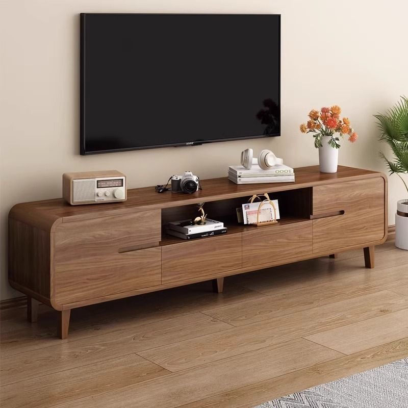 Tv Cabinet Living Room Home Floor-Standing Simple Modern Coffee Table Combination Small Apartment Solid Wood 2024 New Tv Cabinet