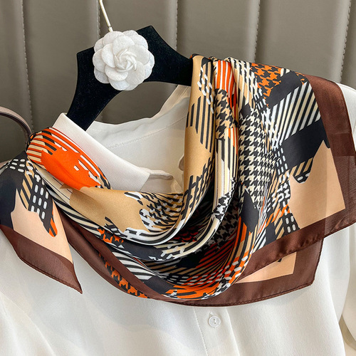 Korean style houndstooth fashion simulated silk scarf feminine 70 small square scarf neck protector shawl headband binding bag