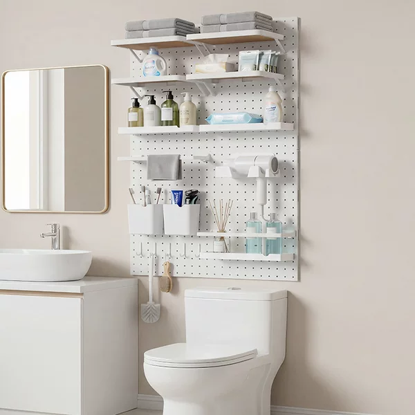 Bathroom no-drill perforated board storage rack DIY wall-mounted bathroom partition board toilet wall-mounted partition board