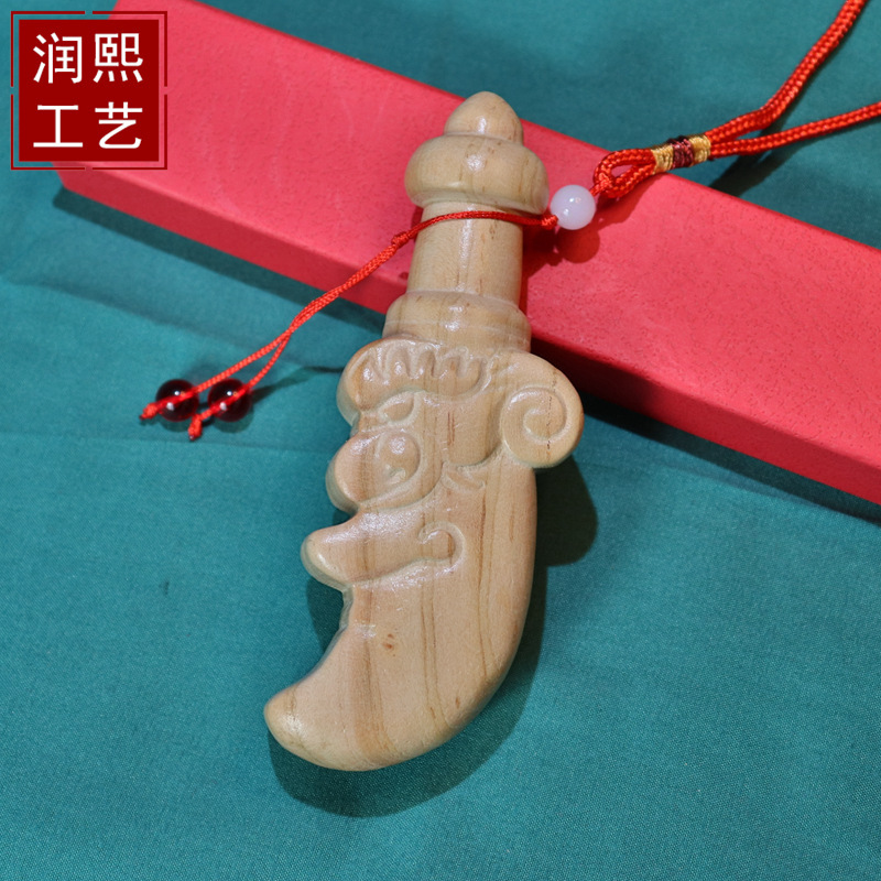 桃木尚方の満腹剣李さんの肥刀肥斧肥剣青龍肥月刀木製工芸品ハンドル|undefined