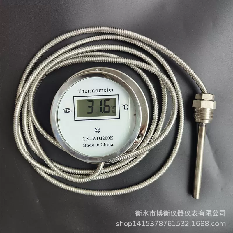 DTM-491数字双金属 高精度防水温度计 不锈钢工业数显测温表