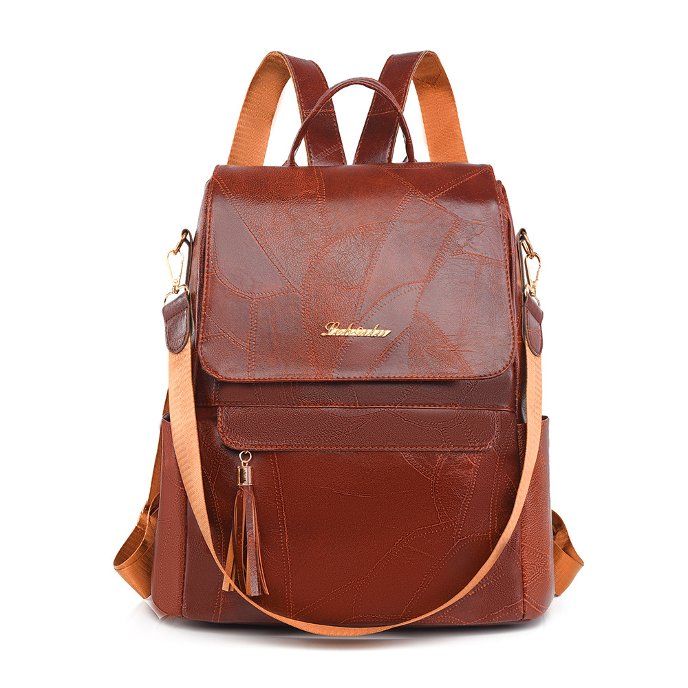 2024 invierno nuevo estilo europeo y americano retro damas mochila antirrobo moda borla mochila de tres usos de gran capacidad al por mayor