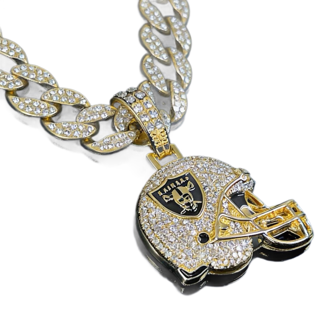 Europa y América Hip-Hop Viento completo personalidad NFL serie Raiders colgante casco cadena cubana collar de hombre personalizado