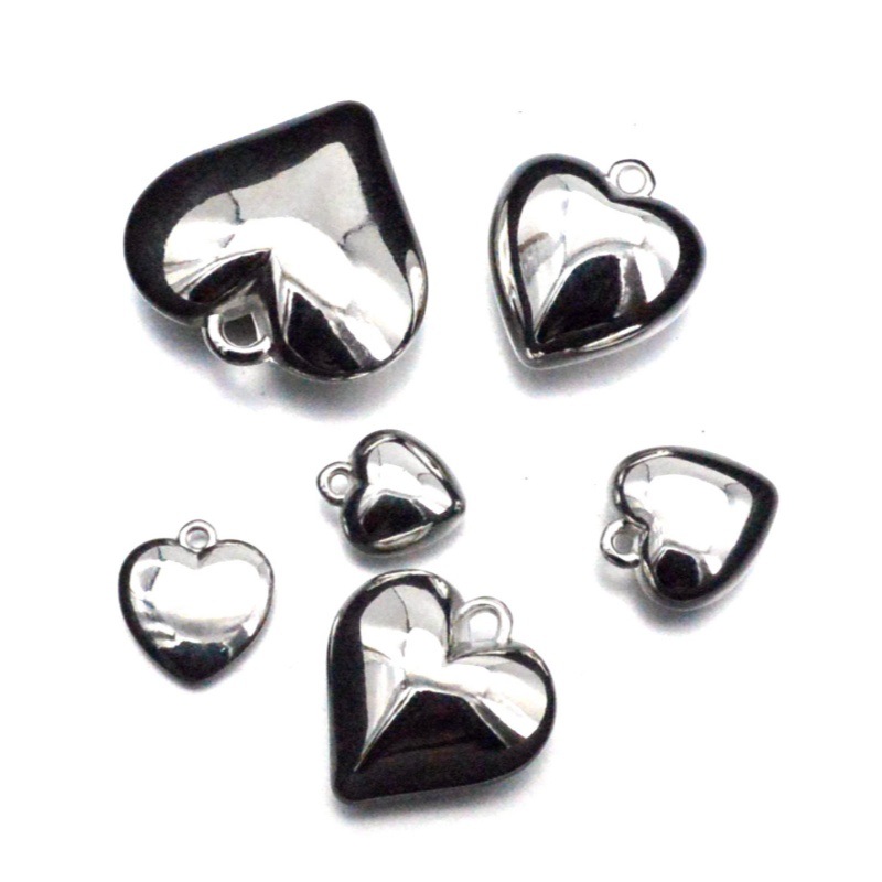 Electroplated Gold and Silver Ccb Heart Pendant, Color-Preserving Peach Heart Charm, Three-Dimensional Acrylic Heart-Shaped Necklace DIY Jewelry Accessories