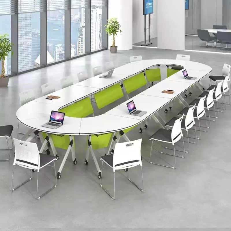 长条折叠培训桌团体圆形可折叠扇形培训组合六边形教室会议折叠桌