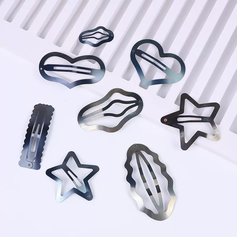 新款简约洋气碎发夹 毛胚BB夹爱心五角星云朵黑色发夹刘海夹配件