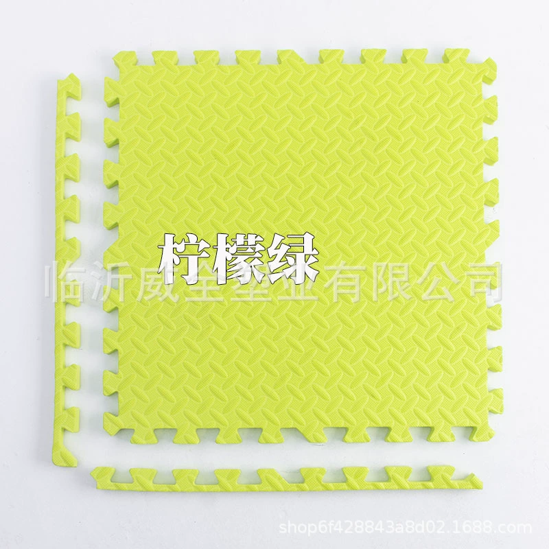 Thickened foam interlocking floor mat for crawling and playtime; soft, non-slip leaf-pattern tiles