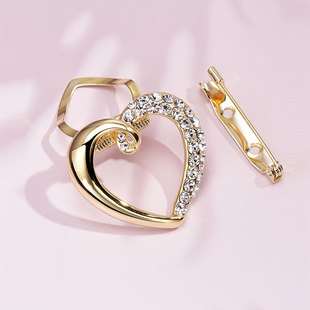 Peach Heart Silk Towel Buckle T-shirt Clothes Hem Knot Buckle Brooch High-end Waist Pin Artifact Decorative Accessories Women