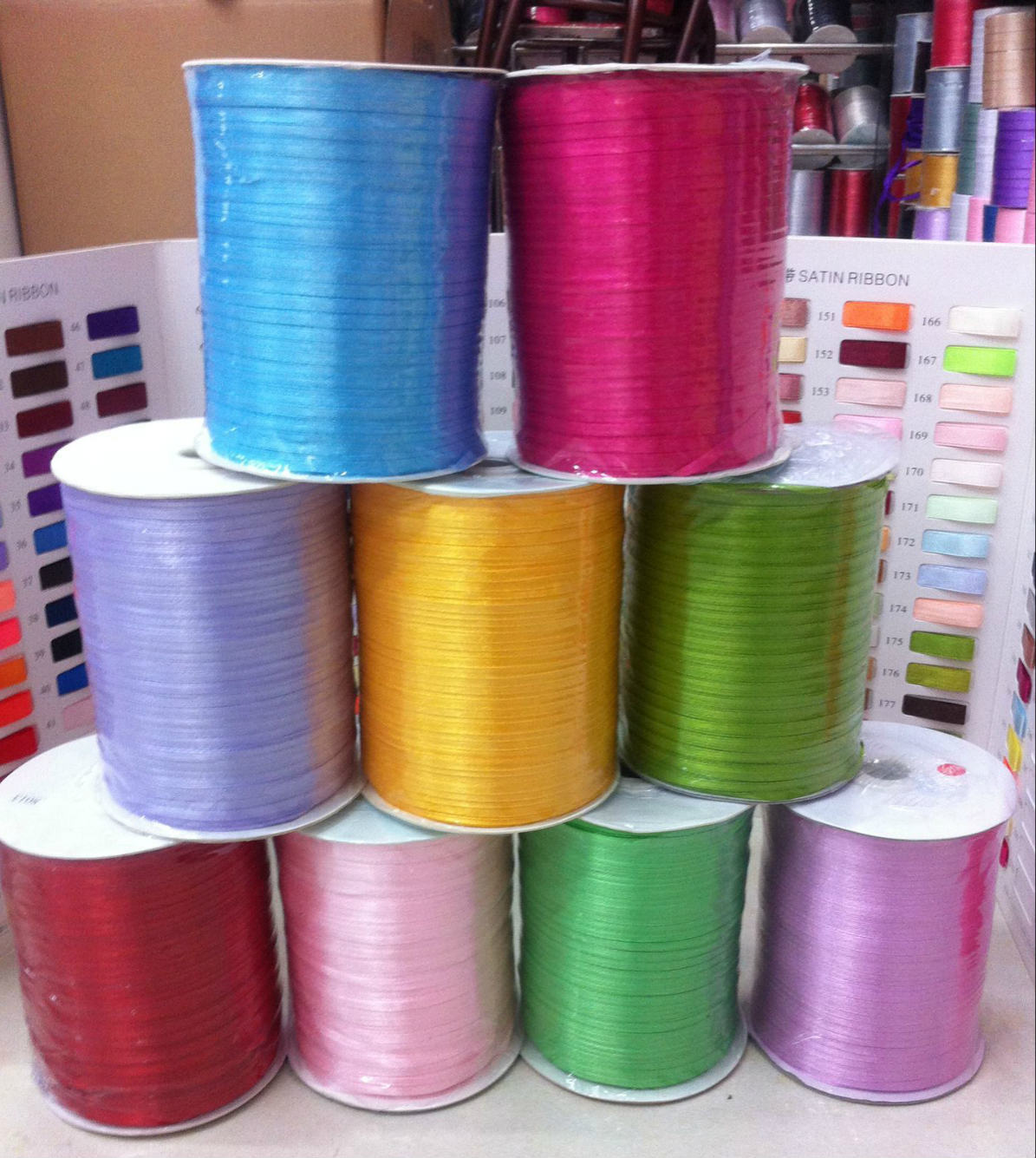 厂家现货1分（0.3CM）双面缎带/彩带/织带/丝带3MM书签气球扎带