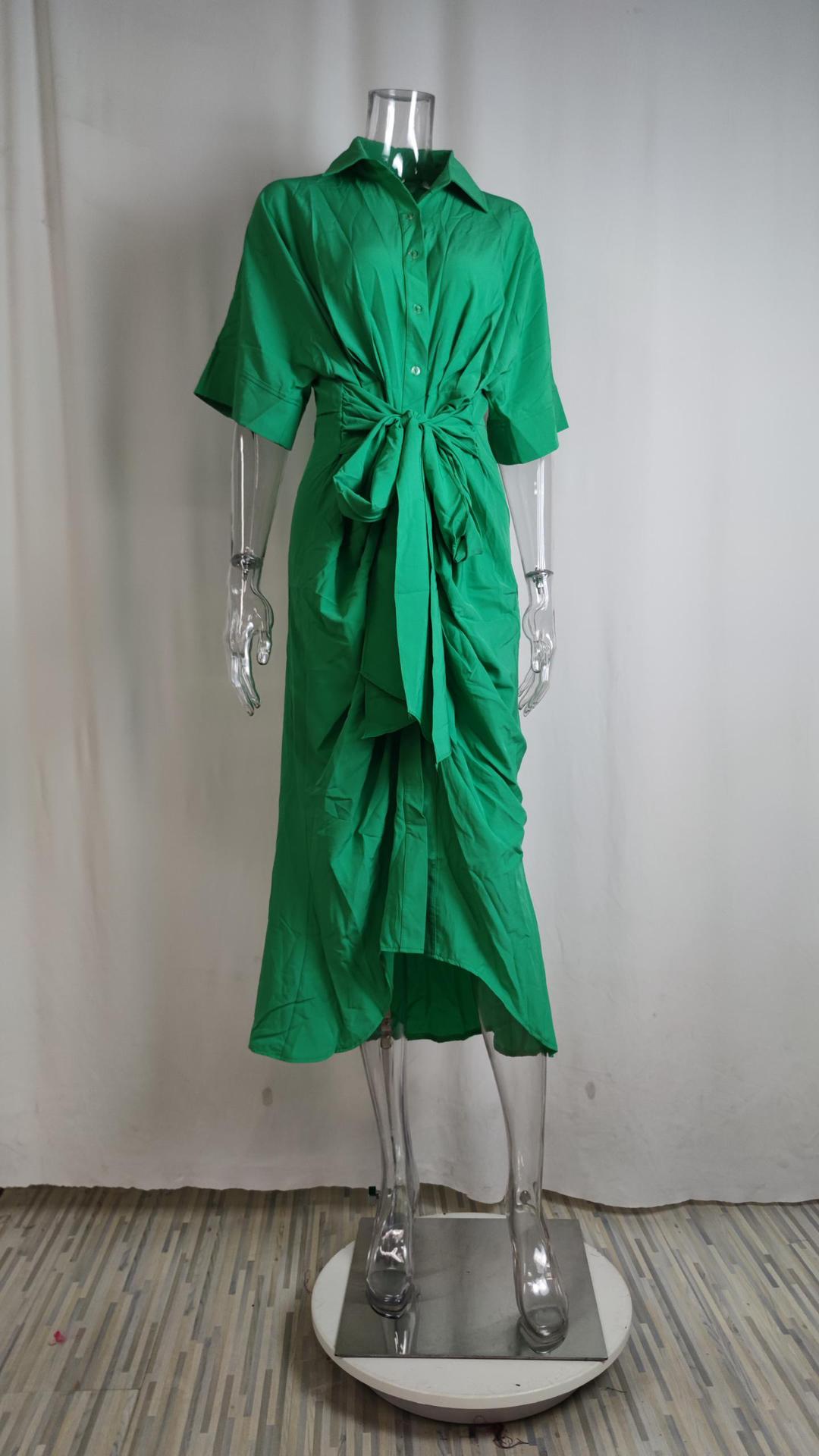 210g Weight Midi Dress Dress Length Type Short Sleeve Sleeve Length Sheath Dress Dresses Type Regular Sleeve Sleeve Type Polyester Fabric Type High Waist Waist Line Holiday, Daily Occasion V Neck Neckline Regular Fit Fit Type Solid Color Pattern Summer Season Women's Gender Button Design Elegant Style Wholesale Women's Elegant Button Solid Color Holiday Daily V Neck Short Sleeve Sheath Dress 13