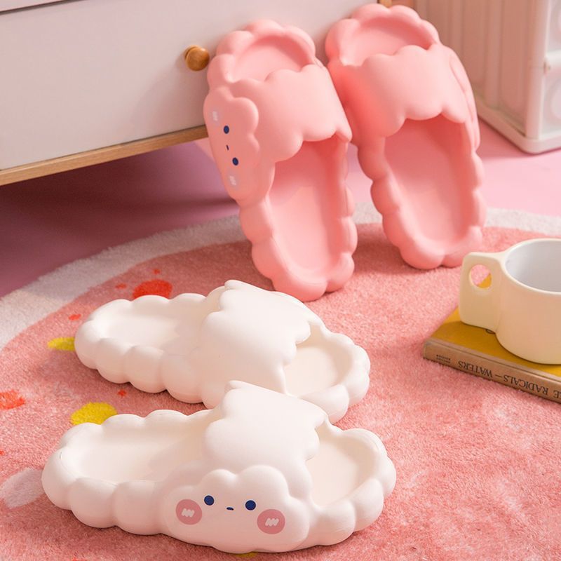 かわいいクラウドサマーシューズ厚底スリッパ女子学生カップルホーム屋内入浴滑り止めスリッパ|undefined
