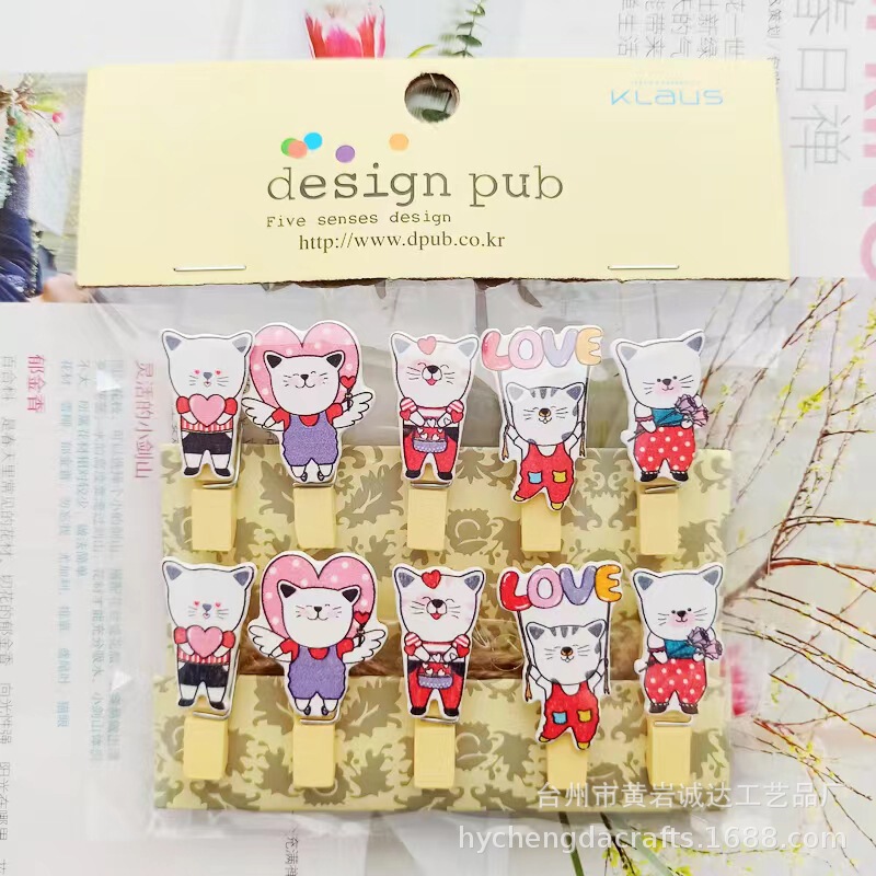New Cartoon Cat Home Valentine's Day Crafts Ornaments Photo Frame Photo Wall Flower Shop Card Small Wood Clip New Cartoon Cat Home Valentine's Day Crafts Ornaments Photo Frame Photo Wall Flower Shop Card Small Wood Clip