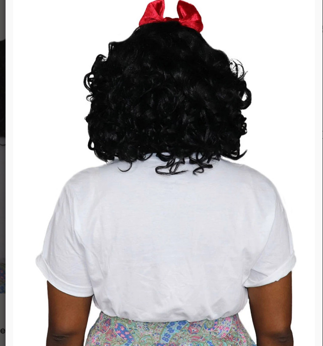 NEWLOOK pelucas de princesa femenina con arco rojo pelucas de película de televisión negra transpirable