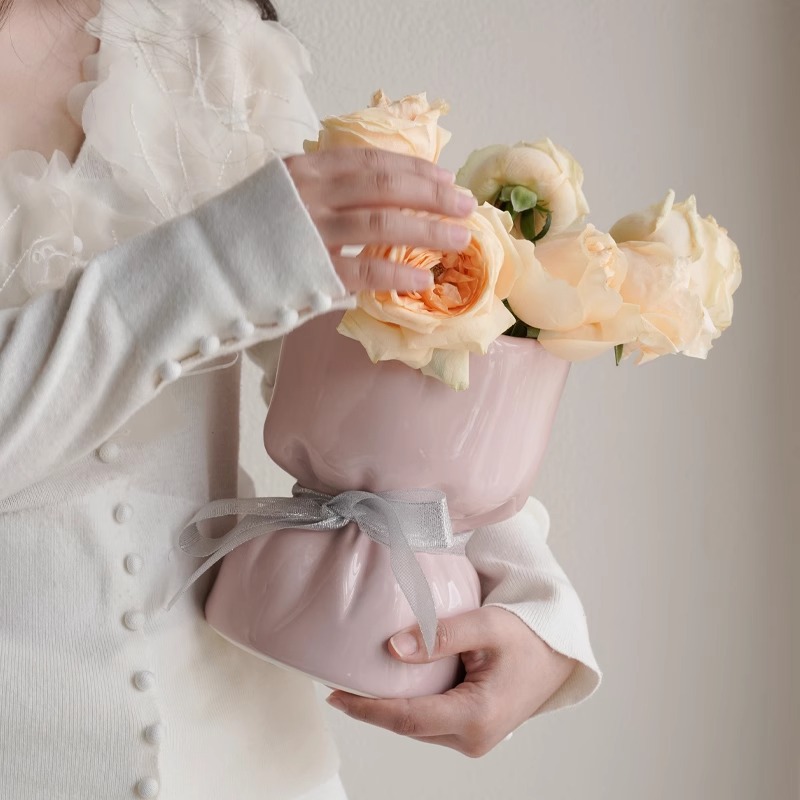 情緒安定花瓶陶磁器花瓶客間に花の生け花を飾る贅沢な高級感のある新しい家のレトロな装飾品