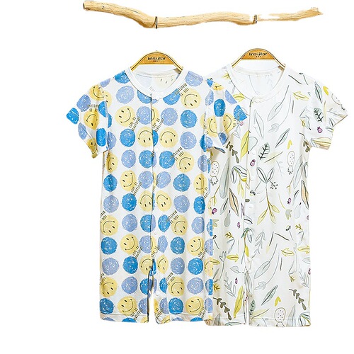 Yinxiuli baby jumpsuit bamboo fiber thin newborn suit boneless jumpsuit short-sleeved baby crawling suit cross-border