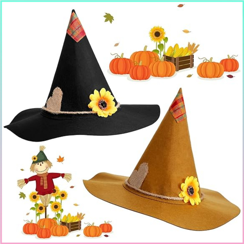 国境を越えて人気のかかしが帽子を飾っている2024ハロウィーンアクセサリー卸売りフェルト装飾帽子メーカーが直接供給している|undefined