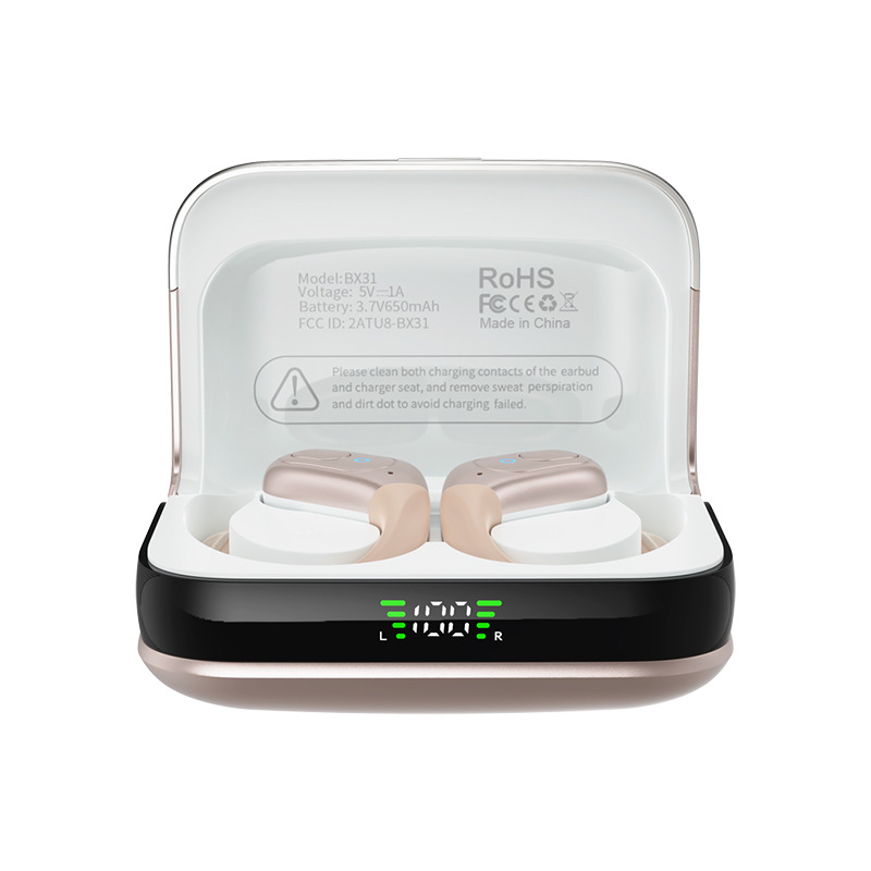 Los nuevos auriculares inalámbricos montados en el oído estéreo bilateral de reducción de ruido inteligente no se pueden tirar de los auriculares Bluetooth Tpyc-c