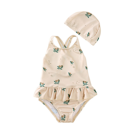 ins girls cute backless floral one piece swimsuit baby cartoon bikini swimsuit hot spring resort swimsuit