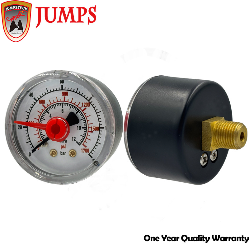 40mm塑壳双指针压力表记忆双针压力表 气压表12MPA可调针压力表