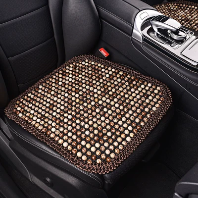 Four-Season Universal Car Seat Cushion Three-Piece Multi-function pad - hooked-bodhi-coffee-net-flower-beads-square-mat