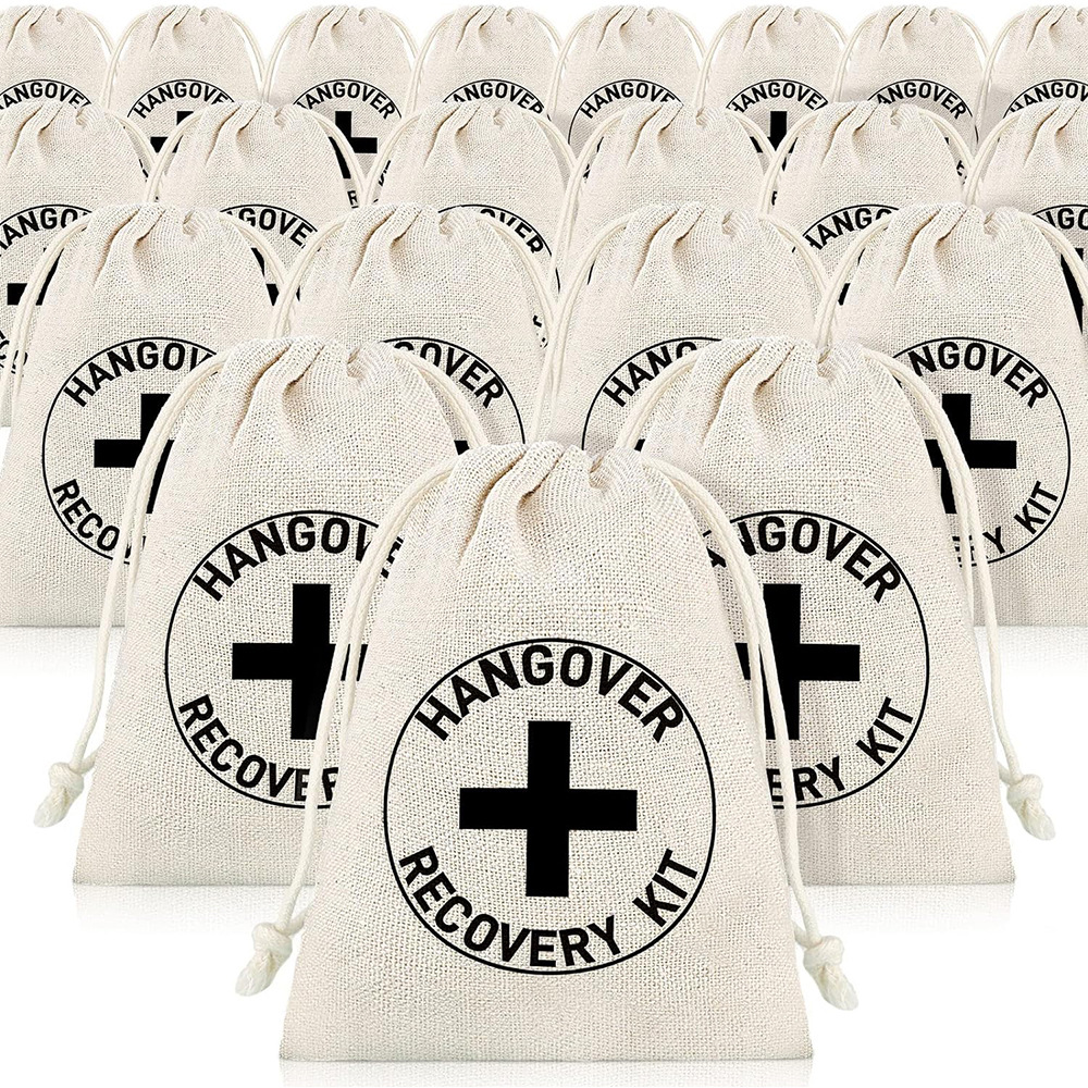 HangoverKit Bags十字架棉布袋宿醉工具包单身派对女郎抽绳棉布袋