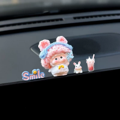 Ornament, Car Screen Decoration, Interior | Car ornaments - 1-piece-set-of-threepink-hatted-little-lamb