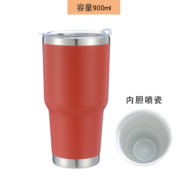 Suministro directo de fábrica 30oz aerosol interior de cerámica taza de helado taza de cerveza de coche 304 taza de vacío de acero inoxidable taza de coche