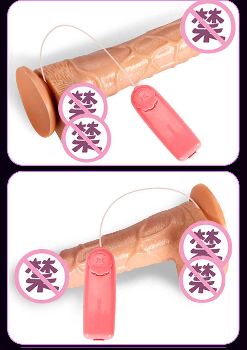 Warming Suction Vibrator Dildo with Telescopic Thrusting, Skin-Tone TPE, 3 Sizes — detail image 10