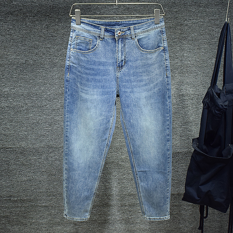 Summer High-End Men's Jeans 2024 New Tapered Loose Slim-Fit Stretch Carrot Cropped Pants Thin Harem Pants