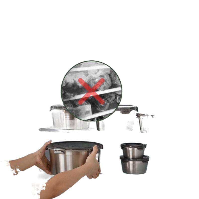 316 caja de acero inoxidable cuenco sellado con cubierta caja de almuerzo redonda caja de alimentos refrigerador almacenamiento fresco