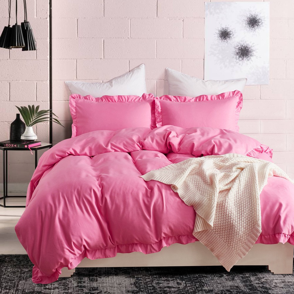 Home textile three piece bedding solid color duvet cover set_voghion.com