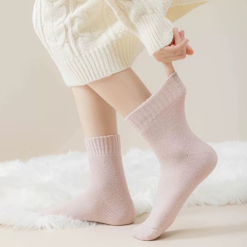 Cashmere demi-season warm socks, keep warm woolen boots, mid-length