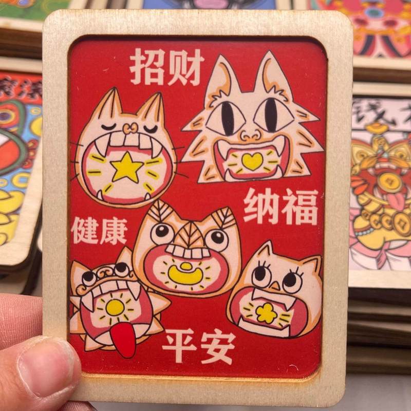 雲南省大理木製瓦猫磁石冷蔵庫マグネット民族風文化創意ギフトお土産磁気中国風|undefined