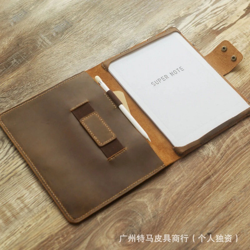 Cross-border Hot-selling Handmade Retro Cowhide Protective Cover Portable Snap Anti-fall Tablet Protective Cover with Handle
