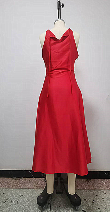 Summer Fashion Women's V-Neck Sleeveless Dress Sexy Suspender Waist Cinching Design Casual Dress_ecoleips.com