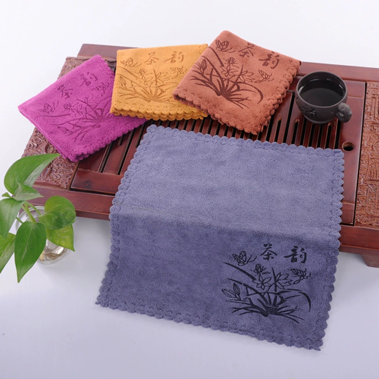 Большое чайное полотенце оптовая продажа с фабрики Zen Kung Fu чайное рифма горшок чайное квадратное полотенце логотип Впитывающее толстое кухонное столовое полотенце